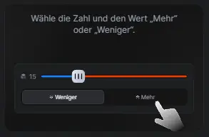 Wähle eine Zahl und einen Wert aus
