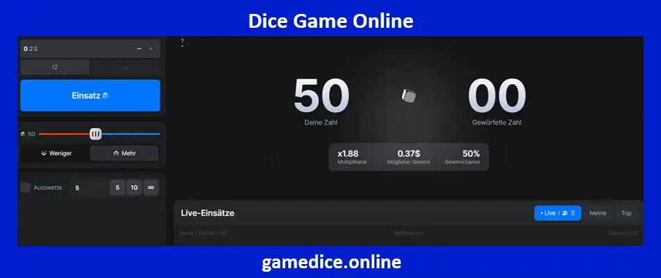 Spiel Dice Game Online um Geld im Online-Casino